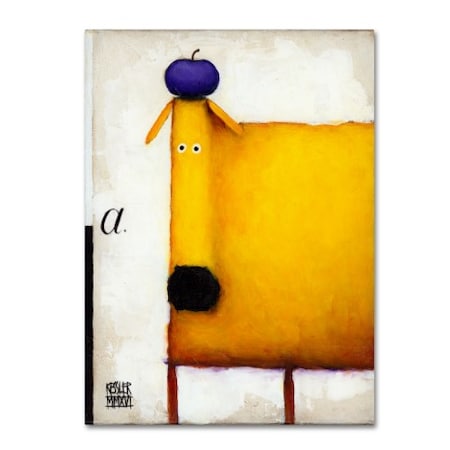 Daniel Patrick Kessler 'Yellow Dog With Apple' Canvas Art,14x19